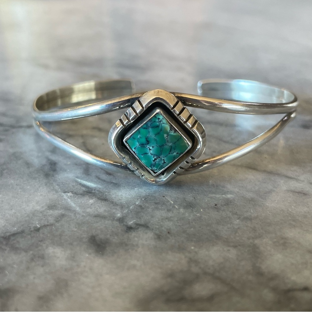 Native American Style Solid 925 Sterling Silver B… - image 1